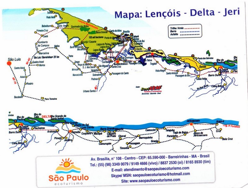 Carte de la région du delta de Jericocoara