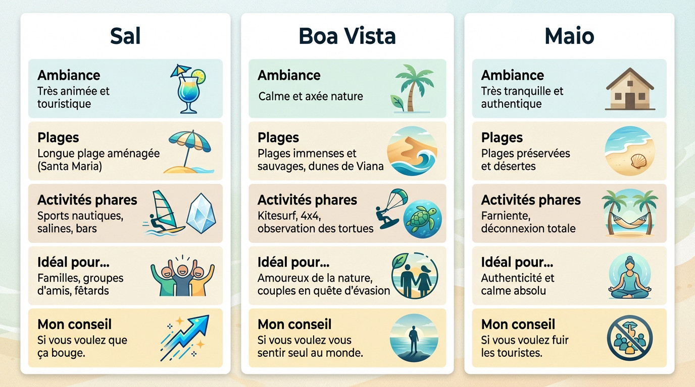 Comparatif des plages du Cap-Vert entre Sal, Boa Vista et Maio